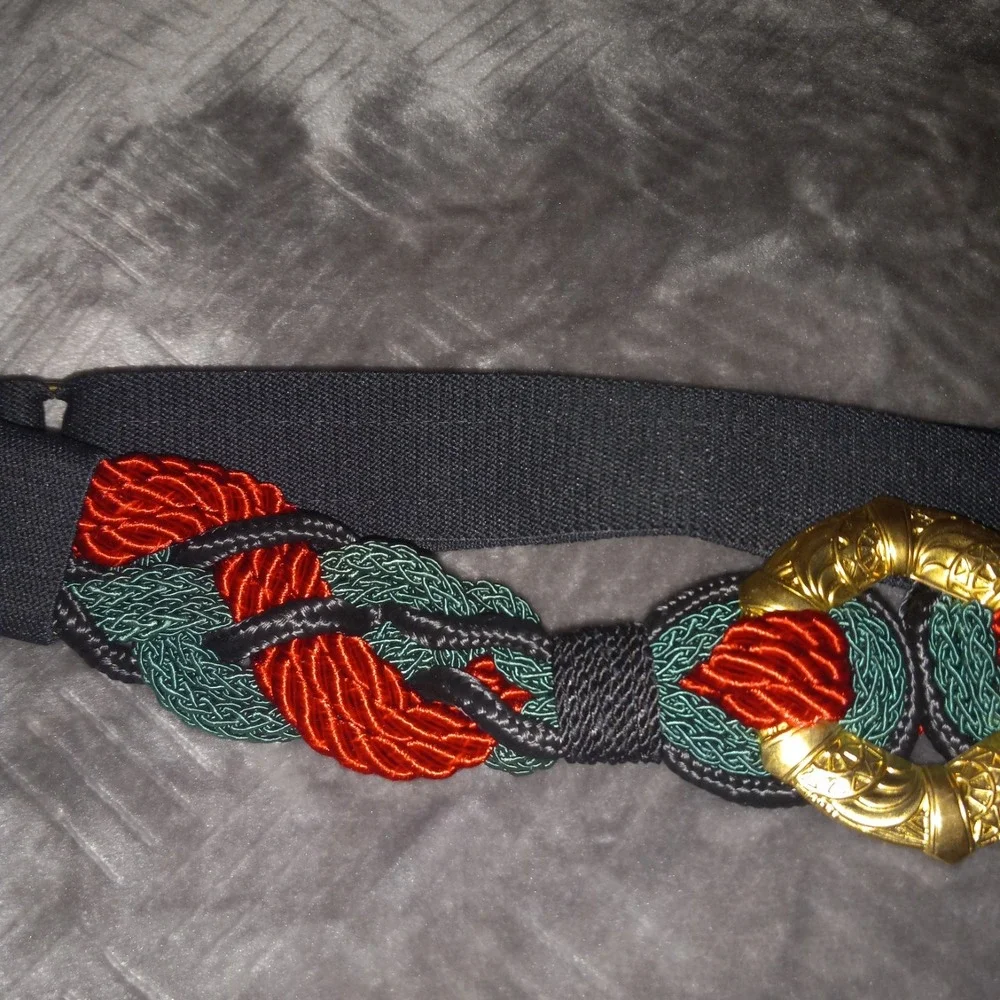 Vintage 80s 90s Women's Belt Woven Braided Fabric Cord Stretchy 40